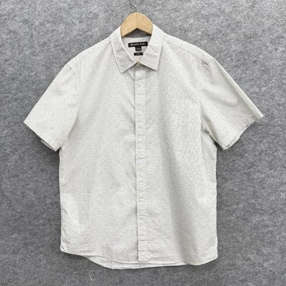 Michael Kors Men's Button-Up Casual Shirt, 100% Cotton, Classic Fit, White, L - Picture 1 of 10